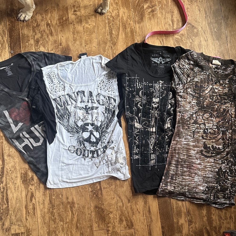 Graphic Tee Lot - Black, White & Brown Styles